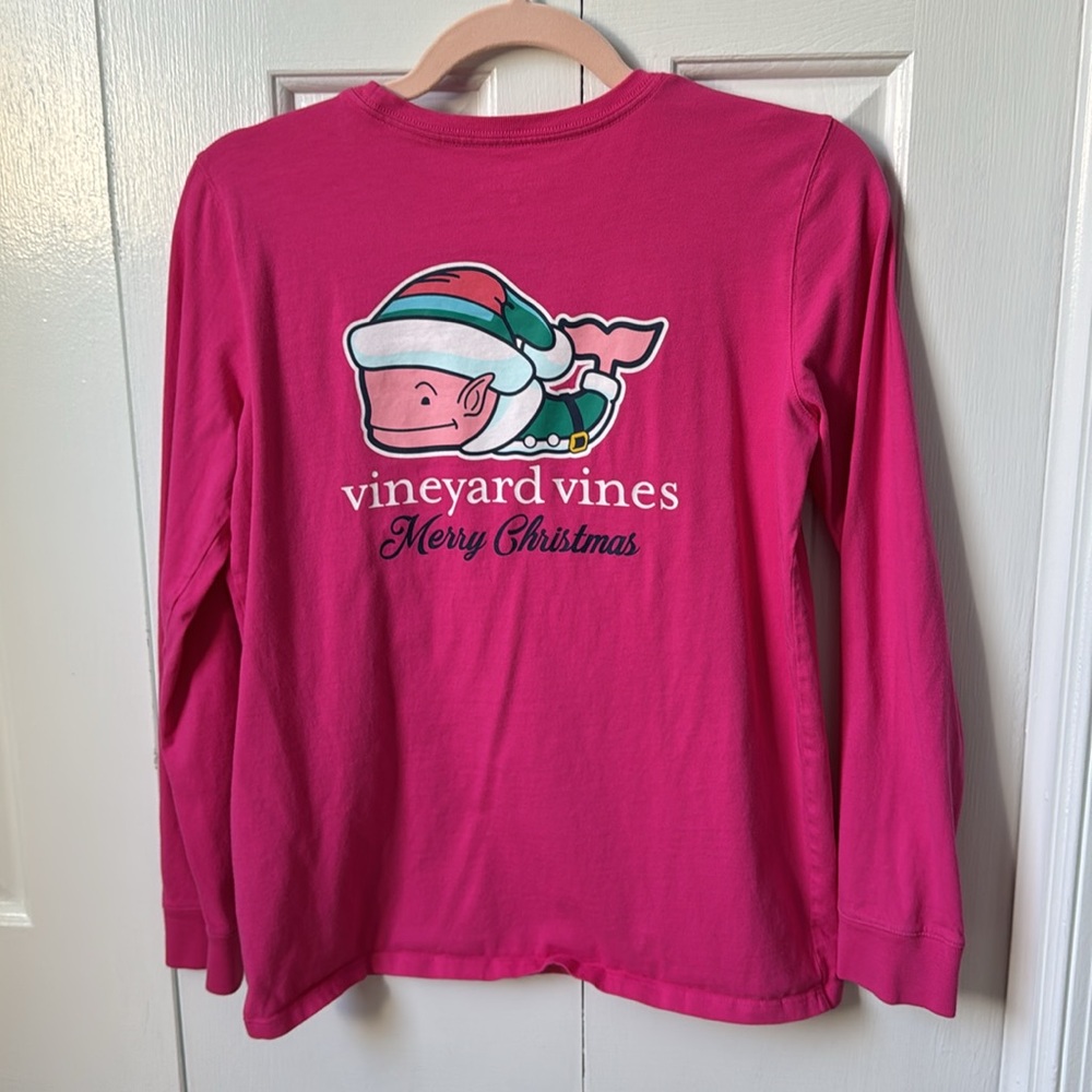 Girl’s Vineyard Vines Merry Christmas Whale Long Slee Shirt